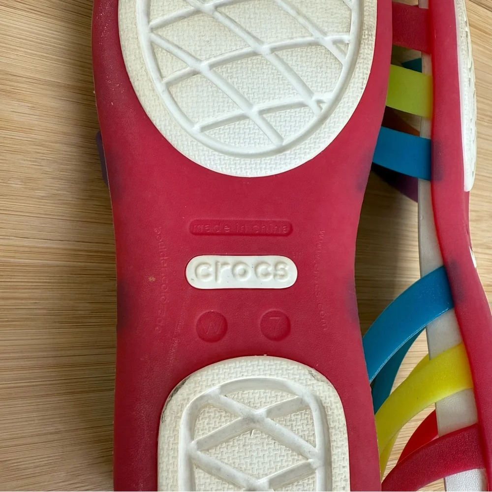 Crocs Isabella Rainbow Huarache Flat Jelly Sandal Women Size 7 Slip On - Picture 11 of 12